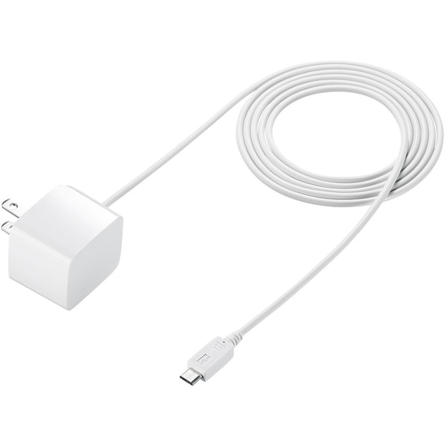microUSBケーブル一体型AC充電器（2.1A・ホワイト）