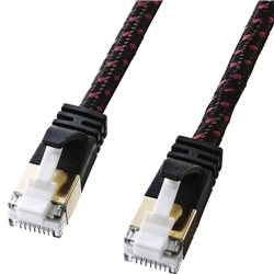 つめ折れ防止カテゴリ7細径メッシュLANケーブル（ブラック＆レッド・5m）