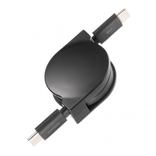 USB2.0 Type-C 巻取りケーブル PD60W ブラック