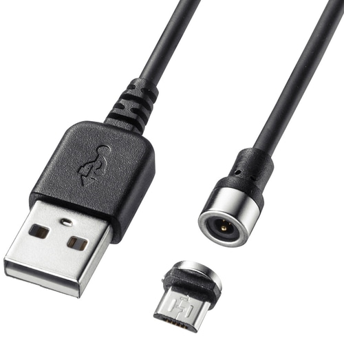 Magnet脱着式microUSBケーブル（充電専用・ブラック・1m）
