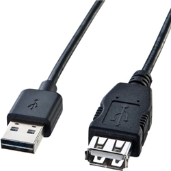 両面挿せるUSB延長ケーブル（A-Aメス）（2m・ブラック）