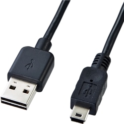 両面挿せるミニUSBケーブル（A-ミニB）（1m・ブラック）