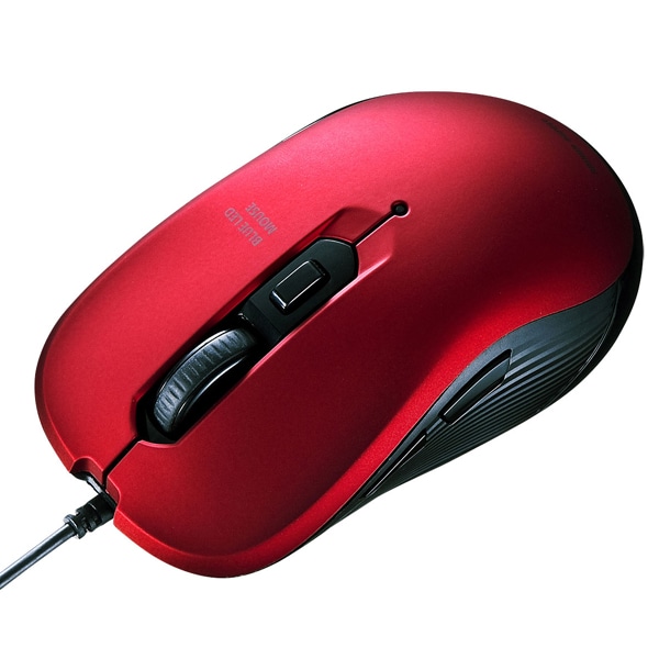 有線ブルーLEDマウス（レッド）