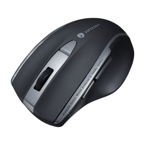 静音BluetoothブルーLEDマウス（5ボタン・ブラック）