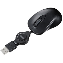 ケーブル巻取り光学式マウス（ブラック）