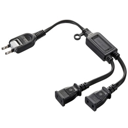 ACアダプタ専用電源延長コード（2分岐・2P・2個口・ブラック）