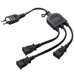 ACアダプタ専用電源延長コード（3分岐・2P・3個口・ブラック）