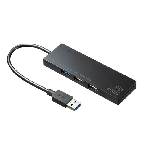 USB3.1+2.0コンボハブ カードリーダー付き（ブラック）