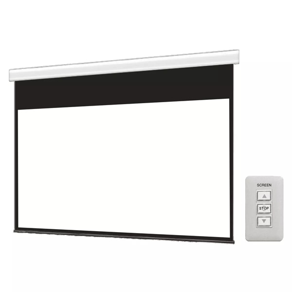 壁スイッチケース付き電動スクリーン 16:9 90インチ ブラックマスク付き