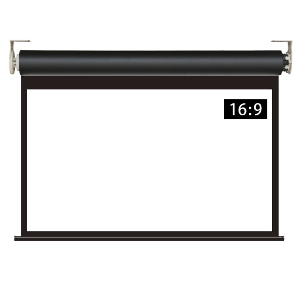 遠距離操作壁リモコン電動スクリーン 16:9 90インチ ブラックマスク付き