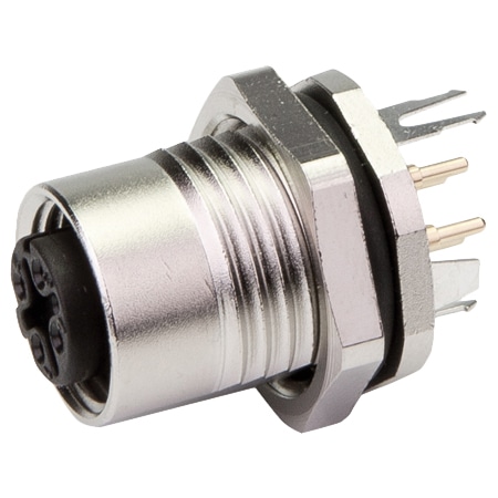 M12-Dコード 基板用バルクヘッドソケット 1pcデザイン 5.7mバックマウント