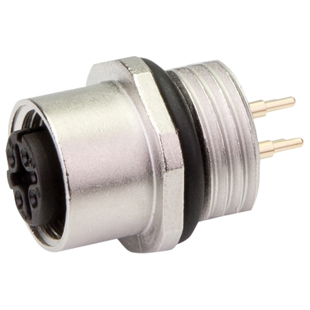 M12-Dコード 基板用バルクヘッドソケット 1pcデザイン 11mmバックマウント