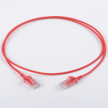 Cat.6/UTPミニパッチコード(AWG30)撚線 SOFT LSZH 568Bストレート結線 2m 赤色
