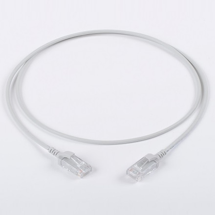 Cat.6/UTPミニパッチコード(AWG30)撚線 SOFT LSZH 568Bストレート結線 10m 灰色