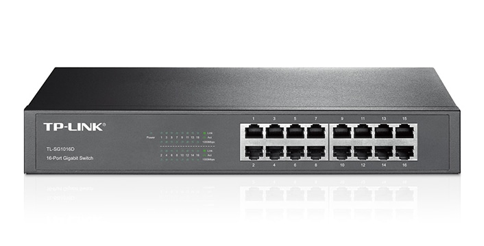 16ポート ギガビット デスクトップ/ラックマウント スイッチ