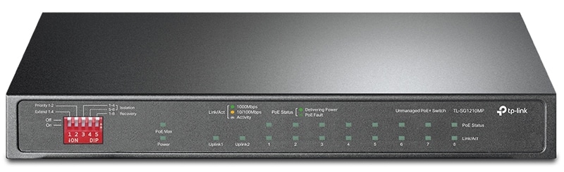 10ポート ギガビットデスクトップスイッチ（PoE+ 8ポート搭載）