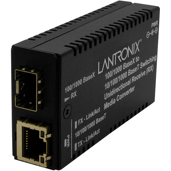 単方向 10/100/1000Base-T (RJ-45) [100 m/328 ft.] to 100/1000Base-X SFP Slot (空き) 受信側