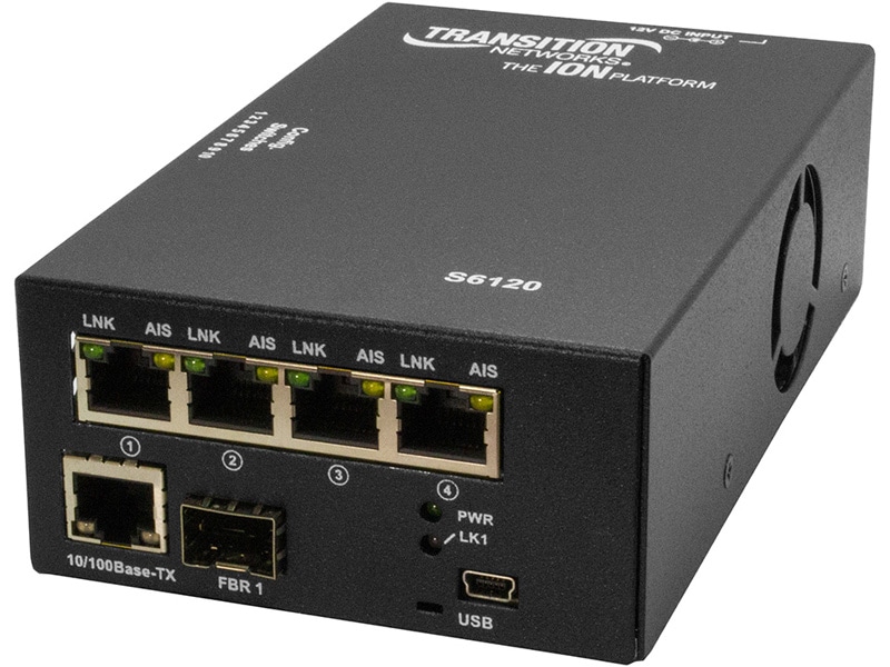 SFP空きスロット (4) RJ48、(1) 10/100BaseTX