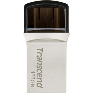 Android機器向けUSBメモリ JetFlash 890 USB Type-A/Type-Cのデュアルコネクタ USB 5Gbps 128GB シルバー