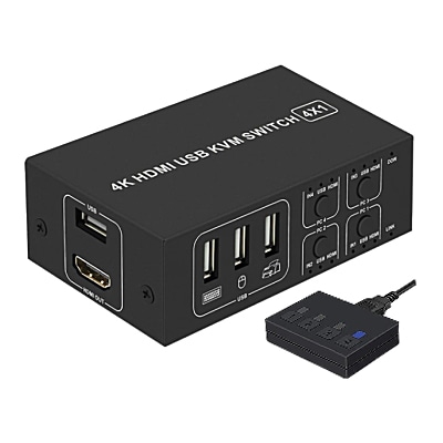 HDMIモニタ/USBマウス、キーボード/USB2.0デバイス切替器/4入力1出力