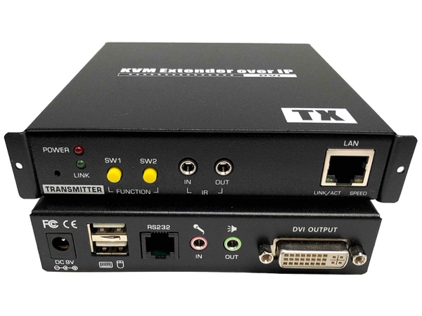 LANケーブル利用KVM切替延長器（DVIモニタ）/RS232C対応/送信器