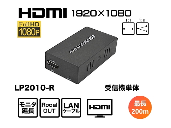 LANケーブル利用HDMIモニタエクステンダー/最大200m（受信器単体）
