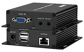 VGAモニタ/KB/マウスをマルチキャストで延長。1:1、1:多の接続、DVI、HDMIとの混合も可能。/LANケーブル利用/VGAモニタKVMエクステンダー/SKL208シリーズ/送受信器セット