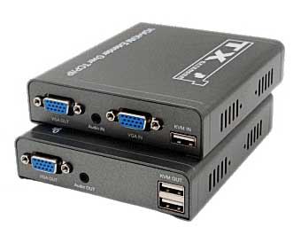 LANケーブル利用VGAモニタKVMエクステンダー/直結200m、ハブ経由で最大400m/送受信器セット