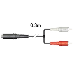 変換コード ピンプラグ×2-ステレオミニジャック 0.3m