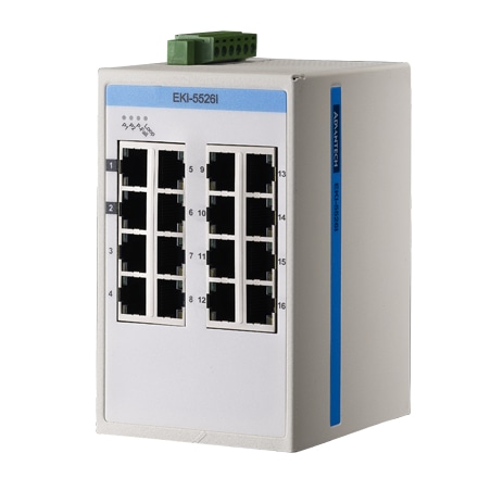 産業用コミュニケーションEKI 16FEアンマネージドイーサネットスイッチ、ATEX / C1D2 / IECEx、-40～75℃