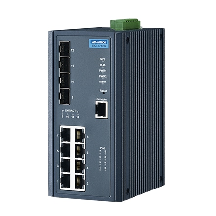 マネージド イーサネット スイッチ、IEEE802.3af/at、46~57VDC