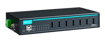 7ポート 産業用USBハブ、電源アダプタ同梱