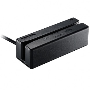 磁気カードリーダ、黒、USBケーブル、トラックI＆II＆III