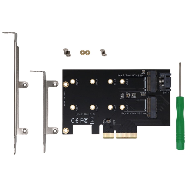 M.2 NVMe SSD変換PCIeカード SATAコンボ