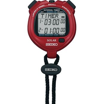 デジタルストップウオッチ インターバルタイマー ソーラー パワーレッド