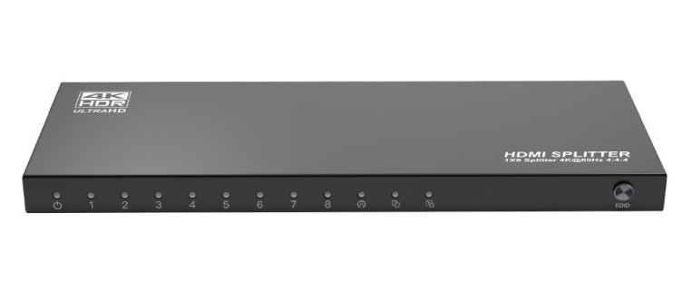 4K60Hz HDR対応ダウンスケール機能搭載HDMI 1入力8出力分配器