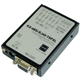 RS232C⇔RS485変換器（ACアダプタ仕様）【絶縁タイプ】 Dsub9P（メス/インチ）⇔RJ45、端子台6P（スクリューレス）