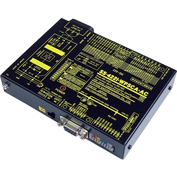 RS232C⇔RS422変換器(AC85-264V仕様）【絶縁タイプ】【寒冷地対応広温度範囲（-20～70度）】【両側複数コネクタ搭載】Dsub9P/端子台10P⇔Dsub15P/端子台10P/RJ45