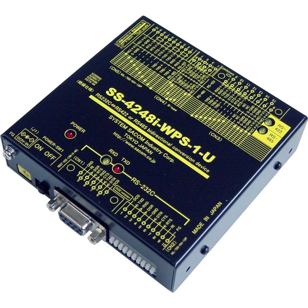 RS232C⇔RS422&485変換器（ACアダプタ仕様）【絶縁タイプ】【1台2役 両側複数コネクタ搭載であらゆる作業環境に対応】 Dsub9P/端子台10P⇔Dsub15P/端子台10P/RJ45