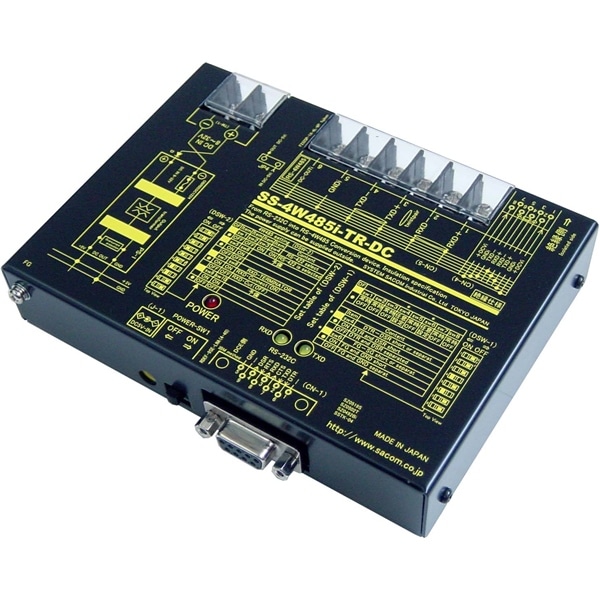 RS232C⇔4線式RS485変換器 （DC10-32V仕様）【絶縁タイプ】【作業性の高いM4ネジ端子台】 Dsub9P(メス/インチ）⇔端子台6P（M4ネジ）/RJ45