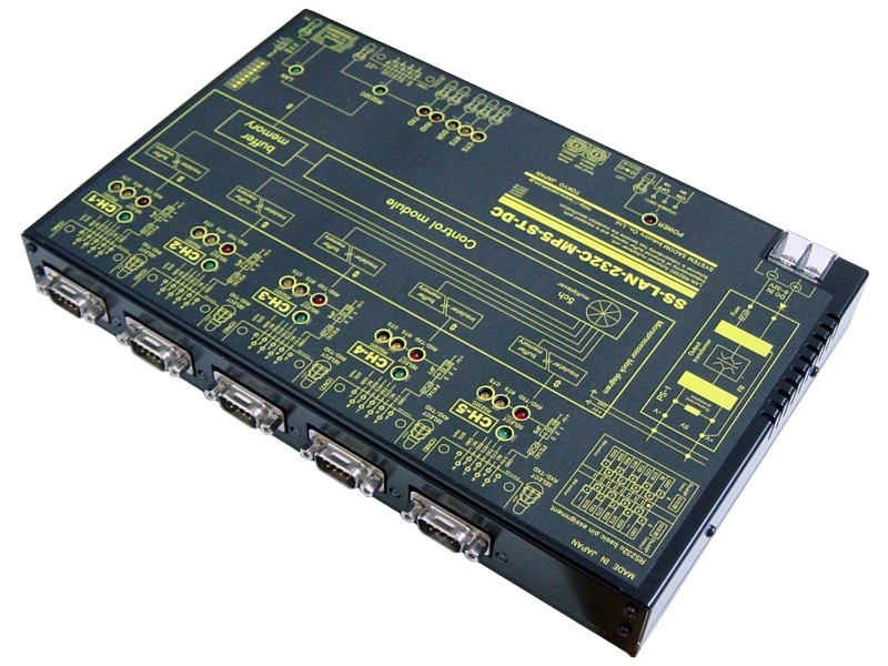 LAN/RS232Cマルチプレクサ【絶縁仕様】（DC10-32V仕様）サーバ機能付 RS232C 1：5ch切換器Comon⇔CH間データ転送経路制ユニット