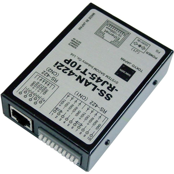 LAN⇔RS422変換器（ACアダプタ仕様）【絶縁タイプ】【ドライバー不要！スクリューレス端子台小型変換器】RJ45⇔端子台10P（スクリューレス）/RJ45