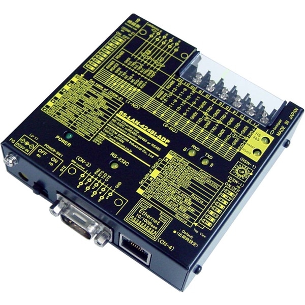 LAN⇔RS232C＆422＆485（2線、4線）変換器（ACアダプタ仕様）【絶縁タイプ】RJ45⇔Dsub9P（オス/インチ）端子台12P（M3ネジ）