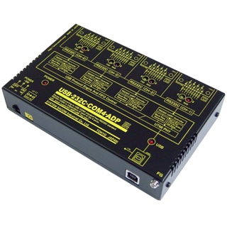 USB（VCOM）⇔4ポートRS232C変換器（ACアダプター/USBバスパワー仕様）【1本のUSB接続で4ポートのRS232C】USB⇔Dsub9P（オス/インチ）x4