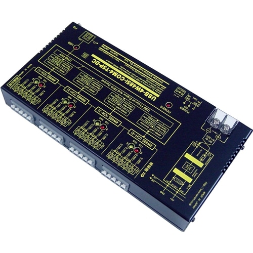 USB（VCOM）⇔4ポート4線式RS485変換器（DC10-32V/USBバスパワー）【絶縁タイプ】【1本のUSB接続で4ポートの4線式RS485】USB⇔端子台5P×4