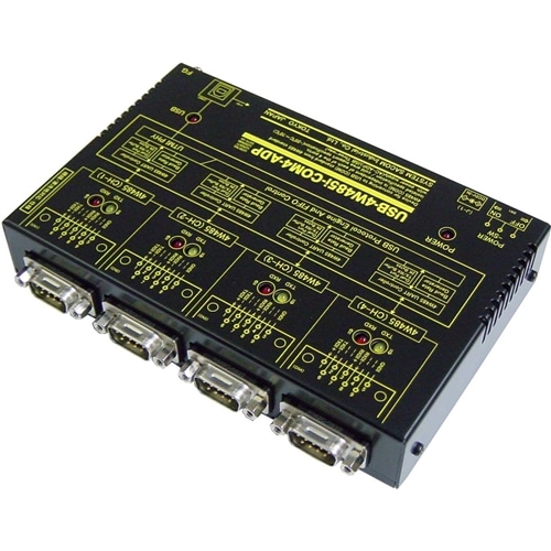 USB（VCOM）⇔4ポート4線式RS485変換器（ACアダプタ/USBバスパワー）【絶縁タイプ】【1本のUSB接続で4ポートの4線式RS485】USB⇔Dsub9P(オス/インチ）