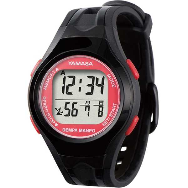 ウォッチ万歩計 DEMPA MANPO （ブラック×レッド）