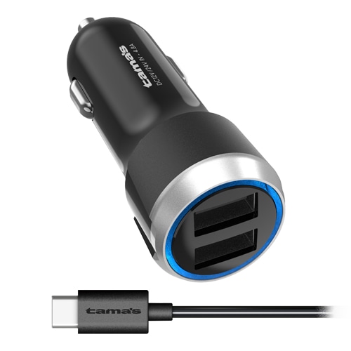 USB Type-Cカーチャージャー 4.8A ブラック