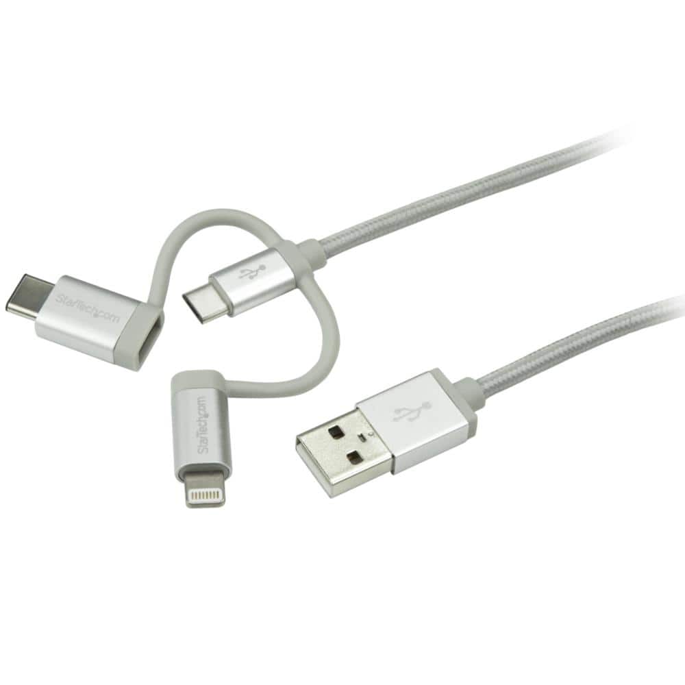 iPhone/アイフォン/スマホ対応マルチ充電チャージングケーブル(1m) USB-A - Apple lightning/ USB Type-C/ USB Micro-B USB 2.0準拠　保証期間： 2年間