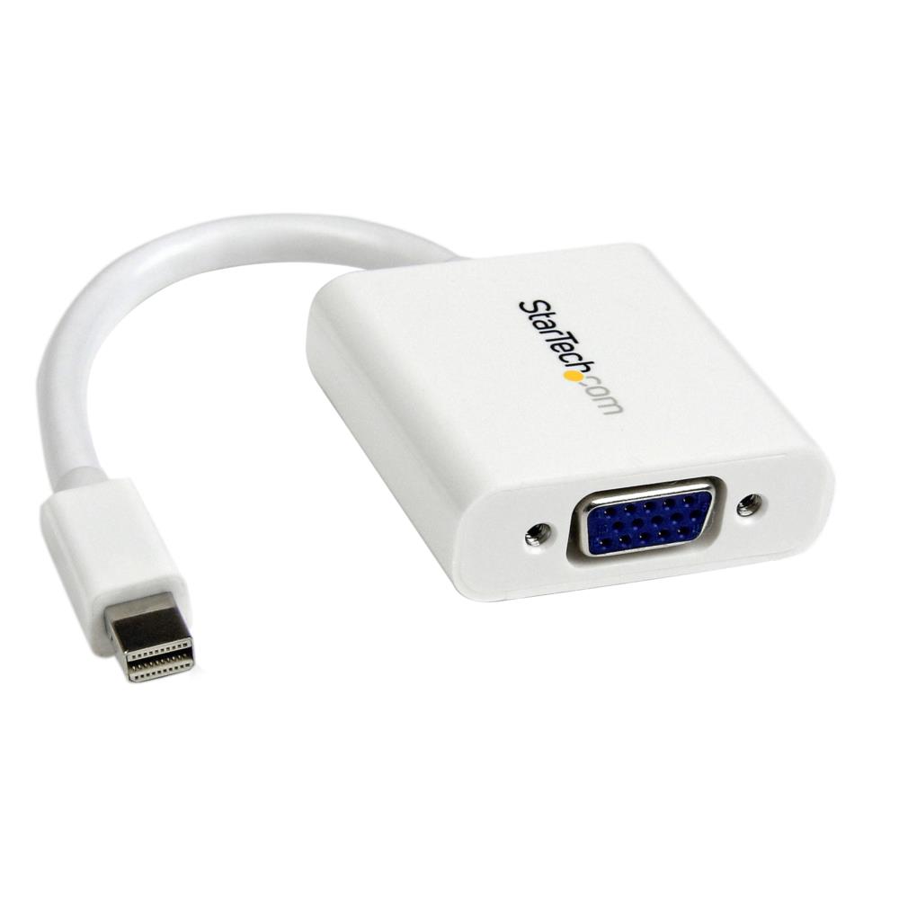 Mini DisplayPort－VGA変換アダプタ ミニディスプレイポート/ mDP/ Mini DP オス－VGA/ RGB (D-Sub15ピン) メス コンバータ 1920x1200 ホワイト　保証期間： 3年間